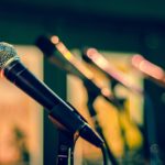 A row of microphones