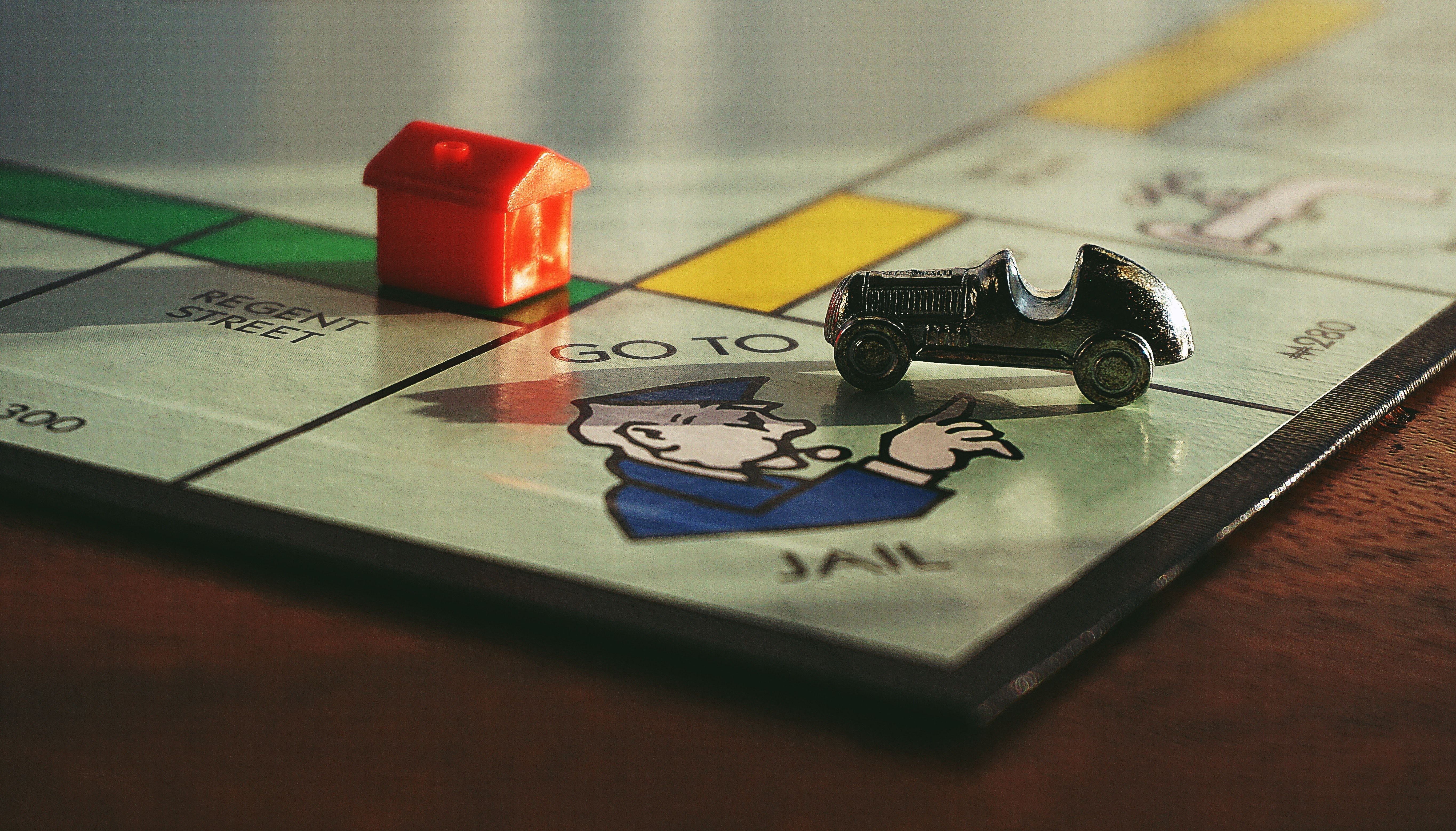 Close up of the "go to jail" corner on the monopoly board