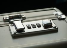 Combination lock on briefcase