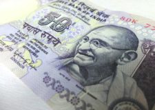 Close up of an Indian Rupee banknote