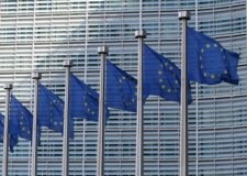 A row of EU flags