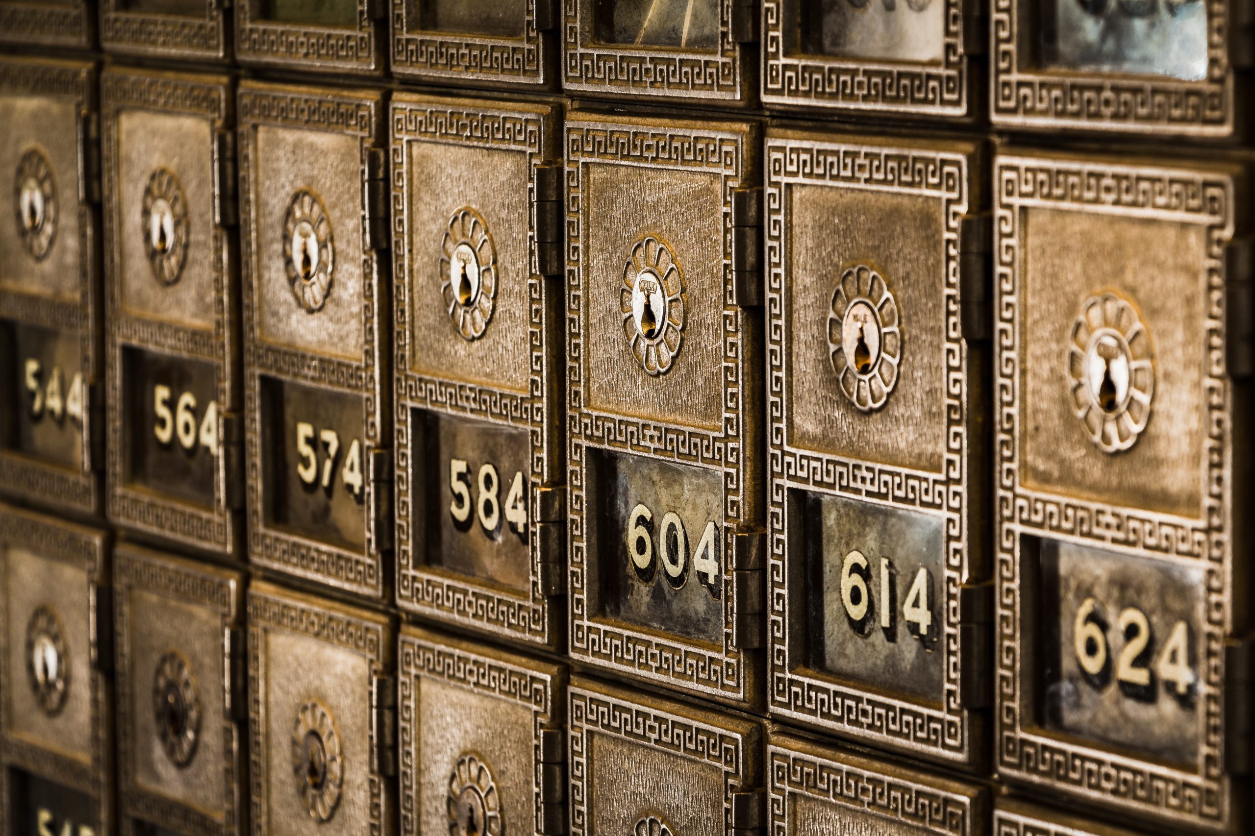 Rows of bank deposit boxes